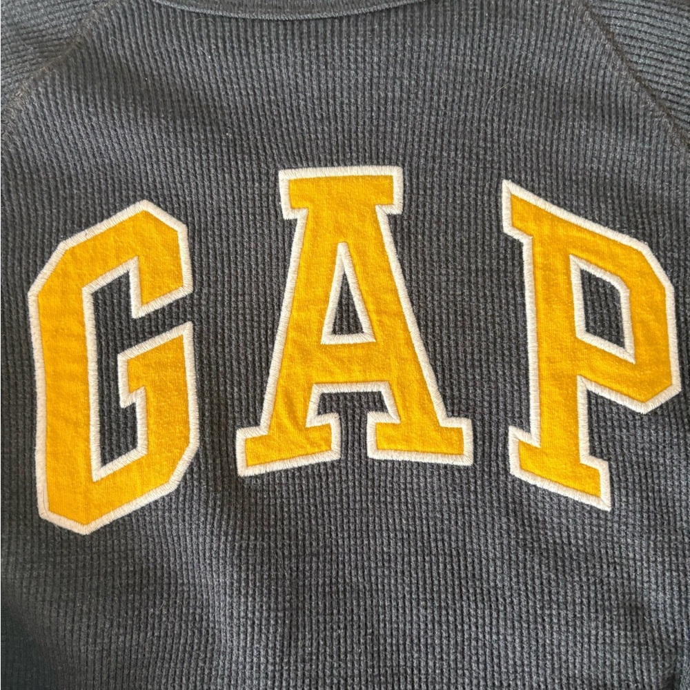 GAP Charcoal Sweater with yellow Lettering